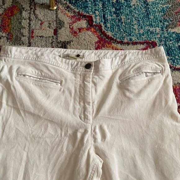 Anthropologie Leifsdottir Cream Cropped Pants with Lace Up Hem - Picture 7 of 8